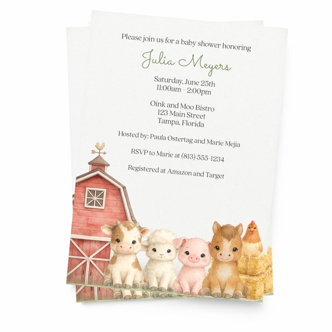 Barnyard Baby Shower Invitations