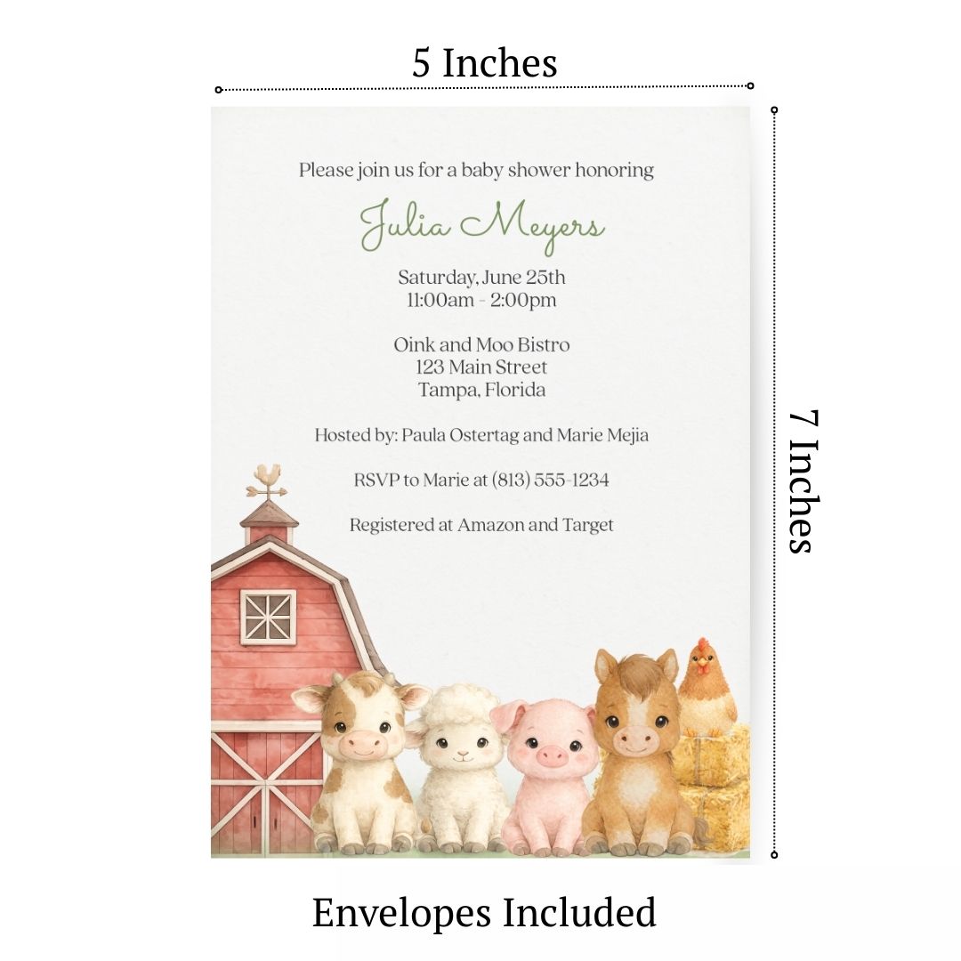 Barnyard Baby Shower Invitations