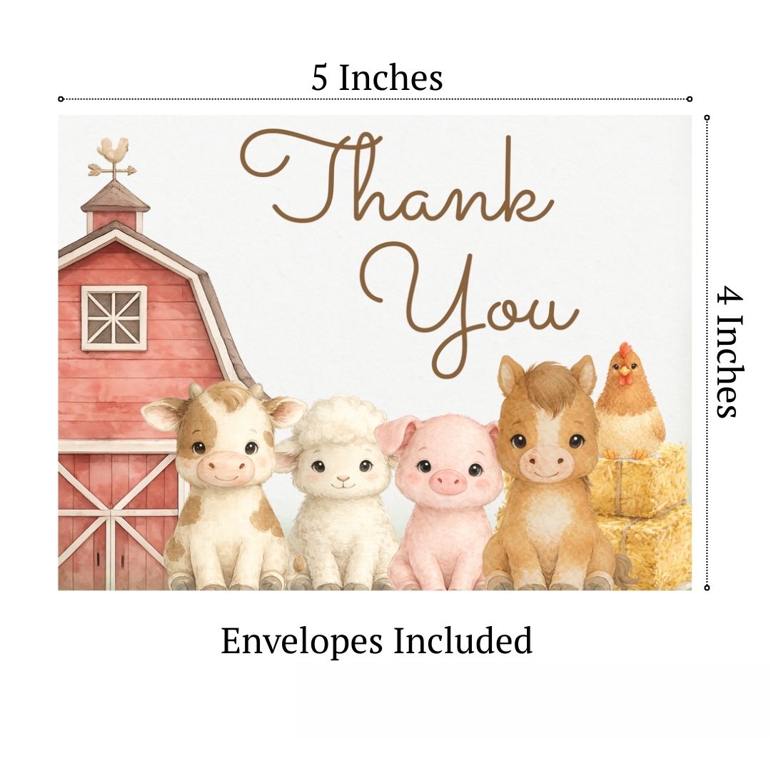 Barnyard Baby Thank You Cards