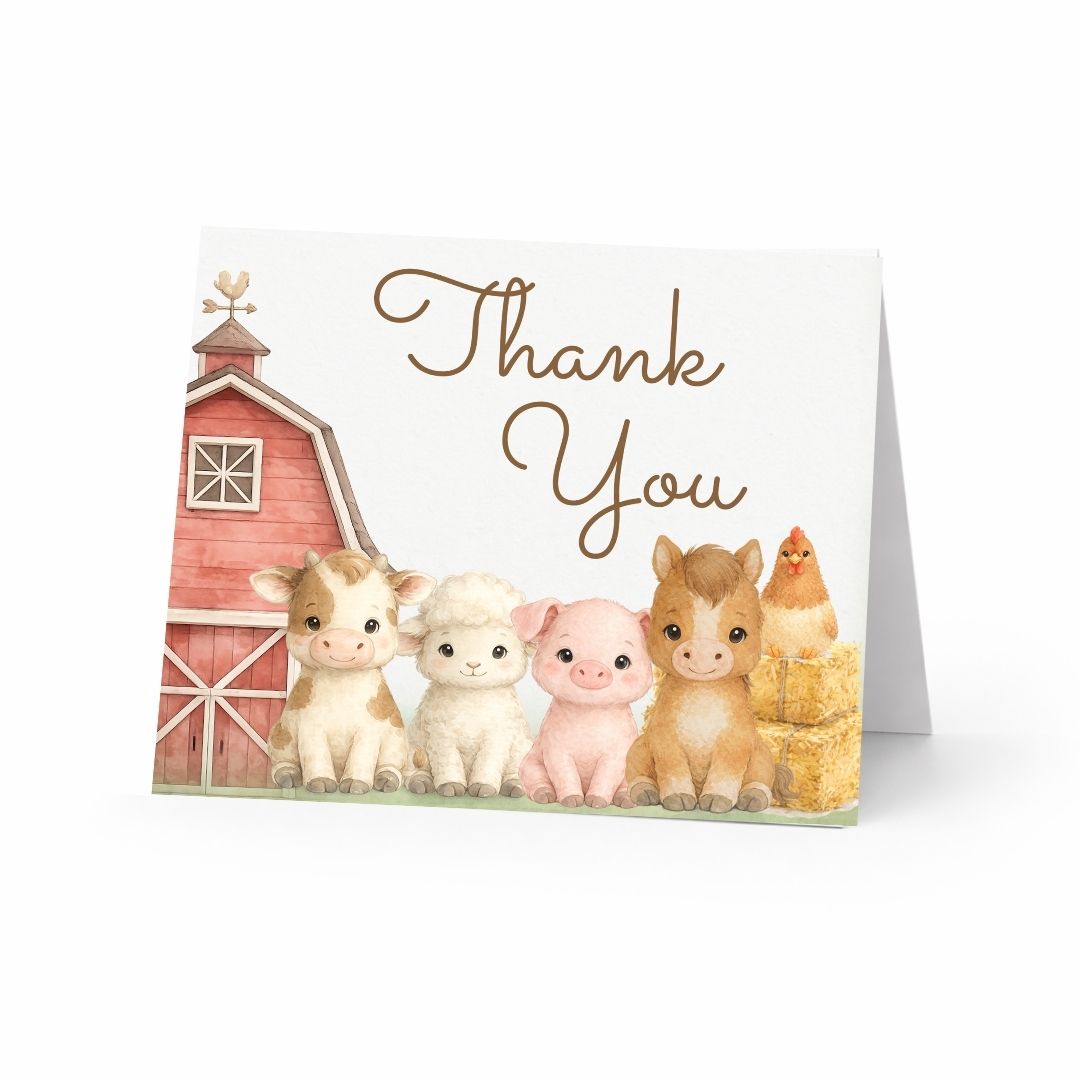 Barnyard Baby Thank You Cards
