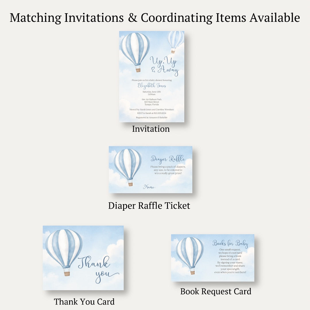 Hot Air Balloon Diaper Raffle Ticket