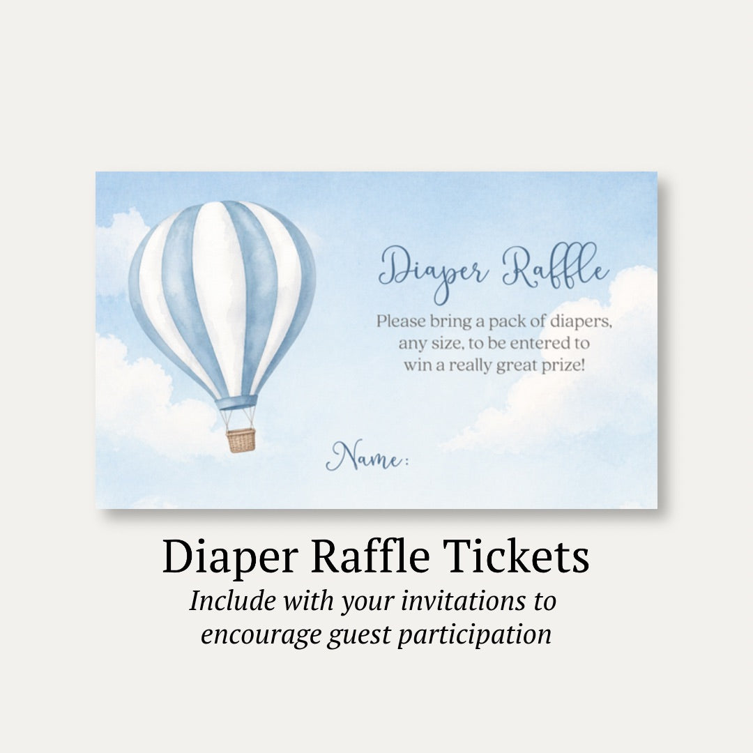 Hot Air Balloon Diaper Raffle Ticket
