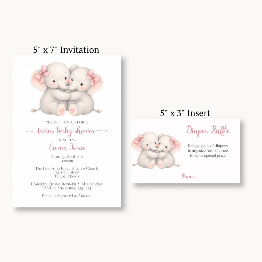 Little Peanut Twin Girl Diaper Raffle Ticket