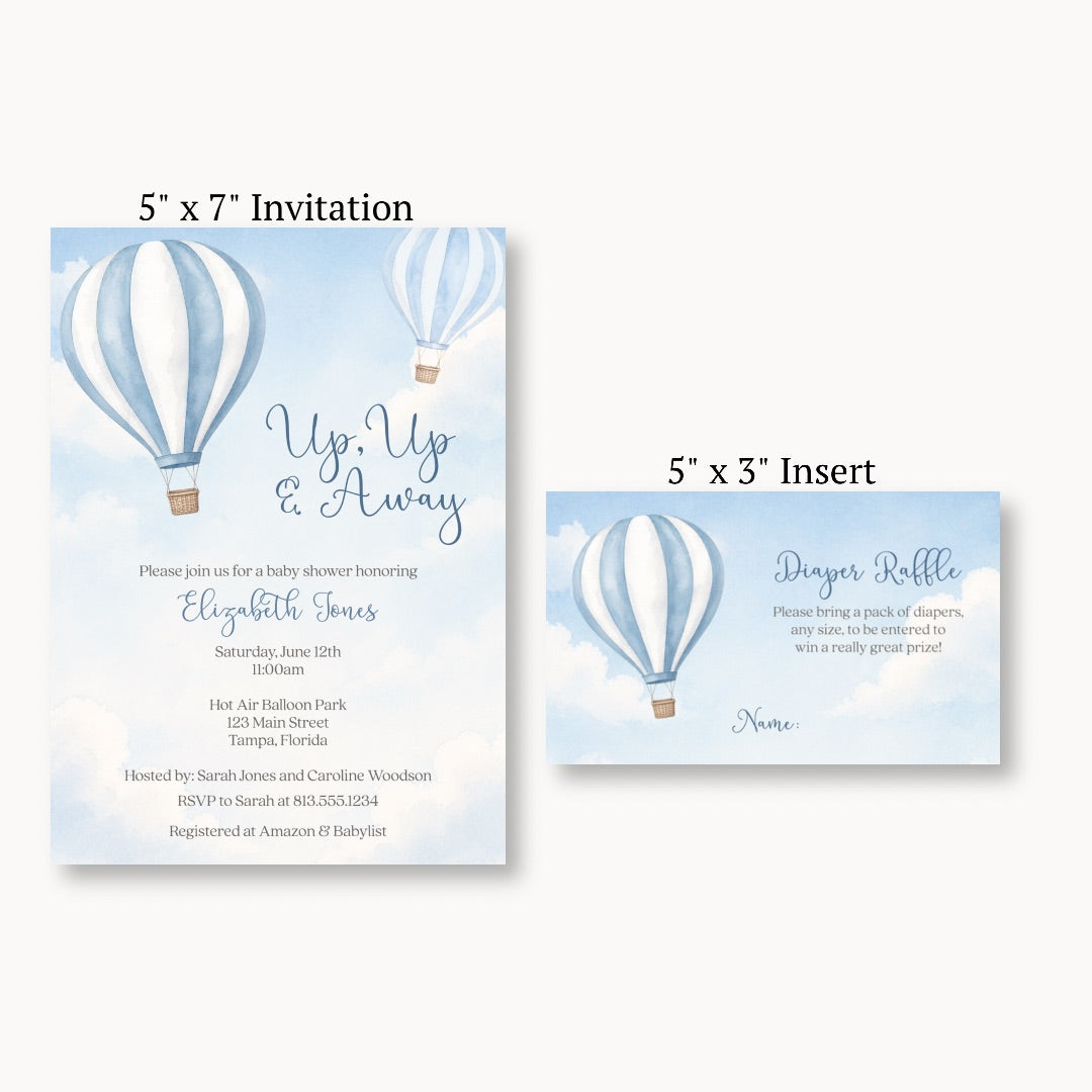 Hot Air Balloon Diaper Raffle Ticket