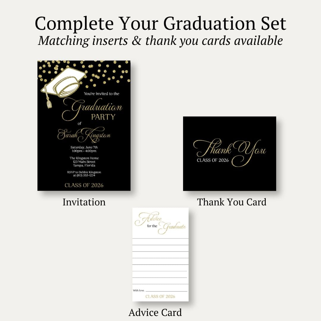 Cap & Confetti Graduation Invitation