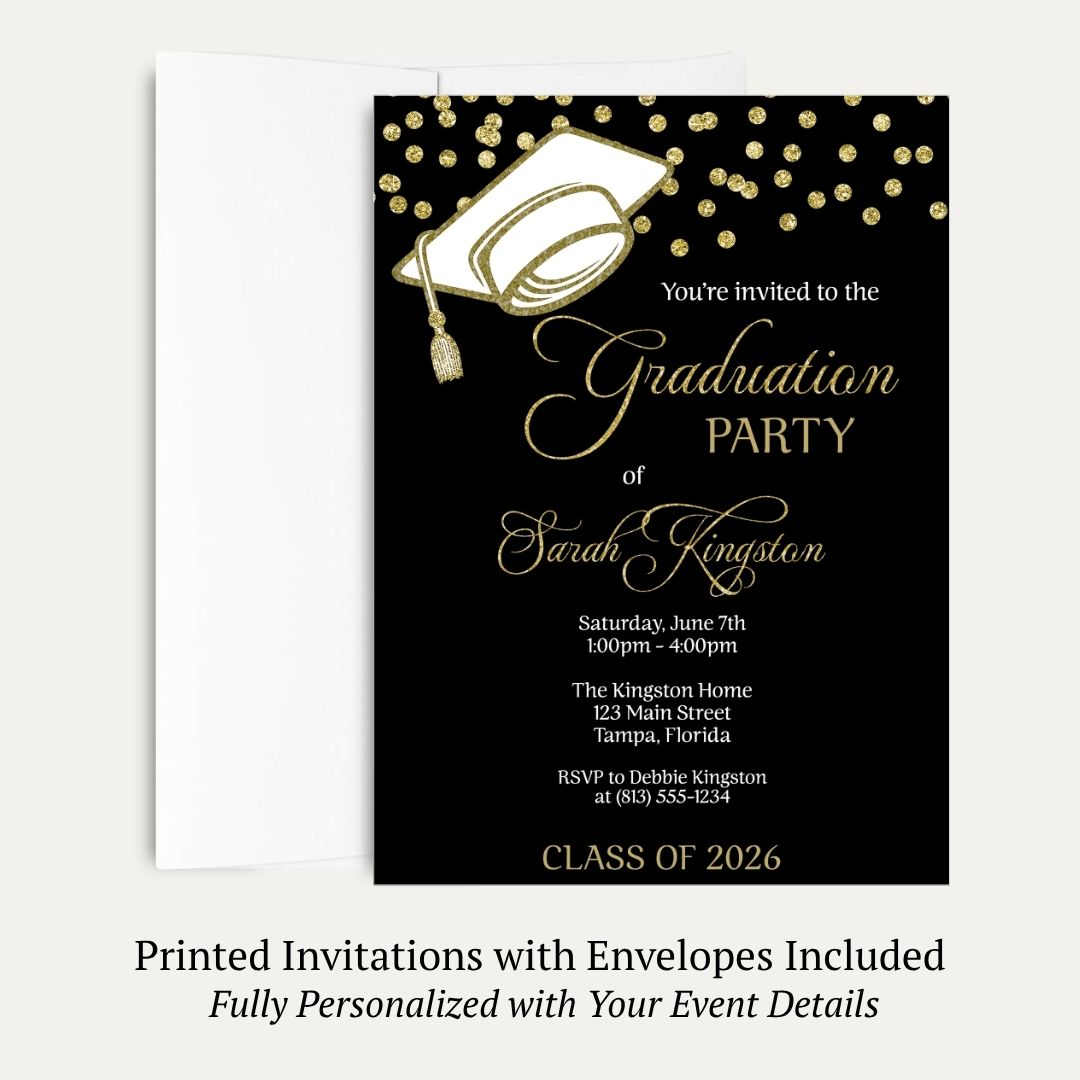 Cap & Confetti Graduation Invitation