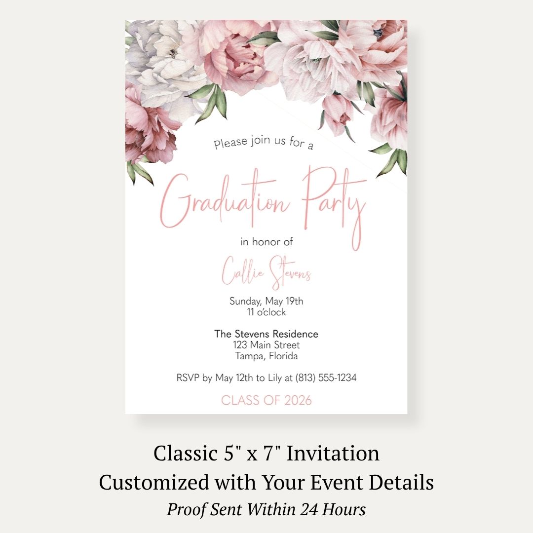 Floral Graduation Invitation