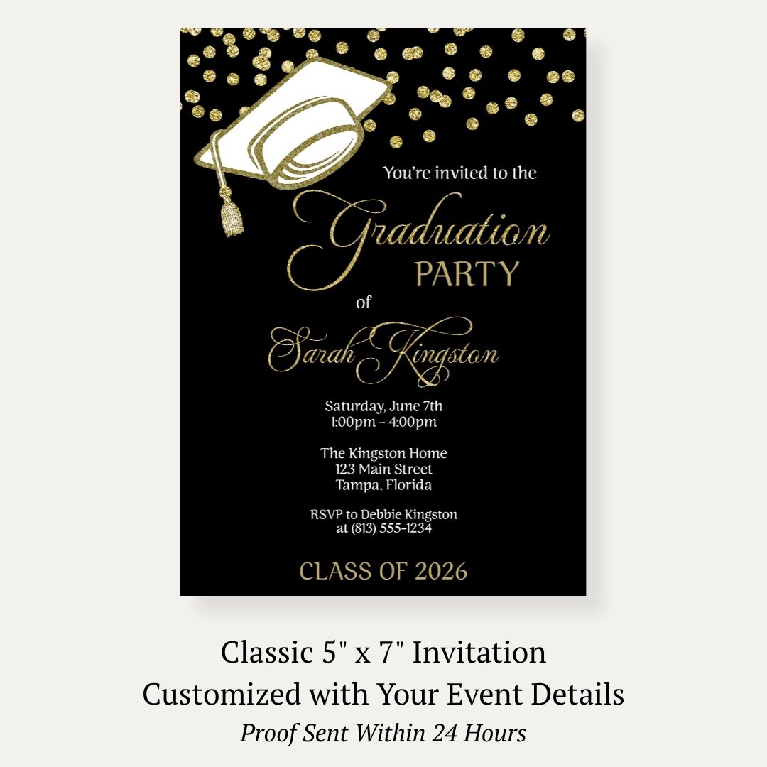 Cap & Confetti Graduation Invitation