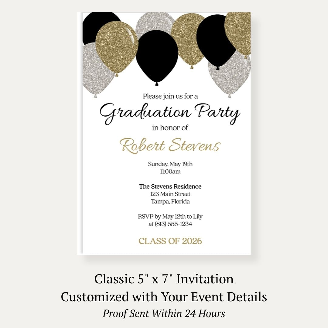 Balloon Graduation Invitation
