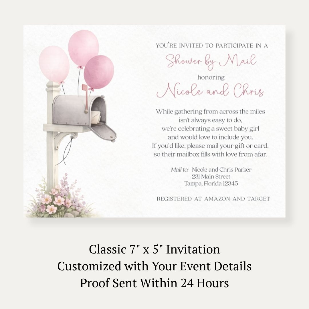 Shower by Mail Pink Baby Shower Invitation