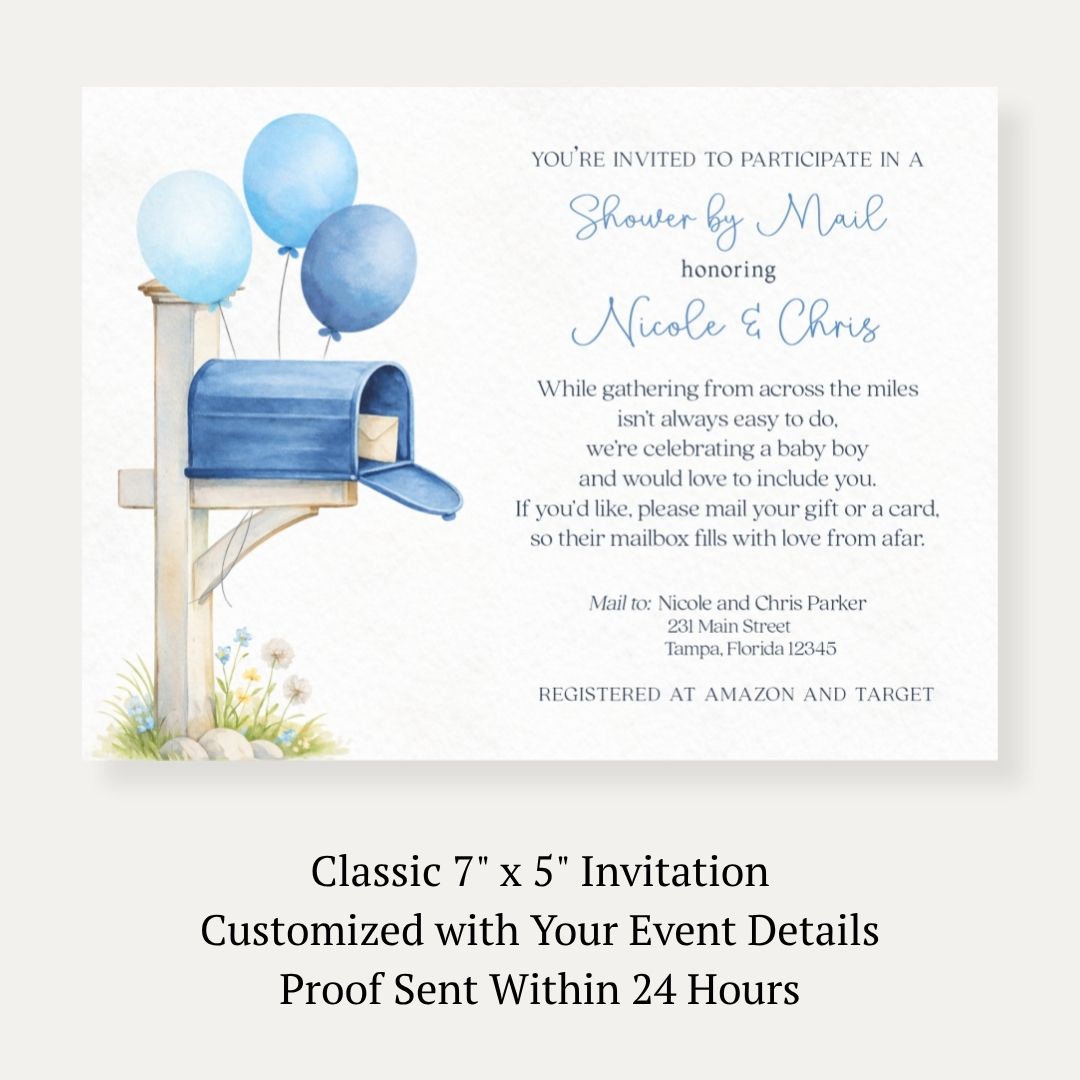 Shower By Mail Blue Baby Shower Invitation