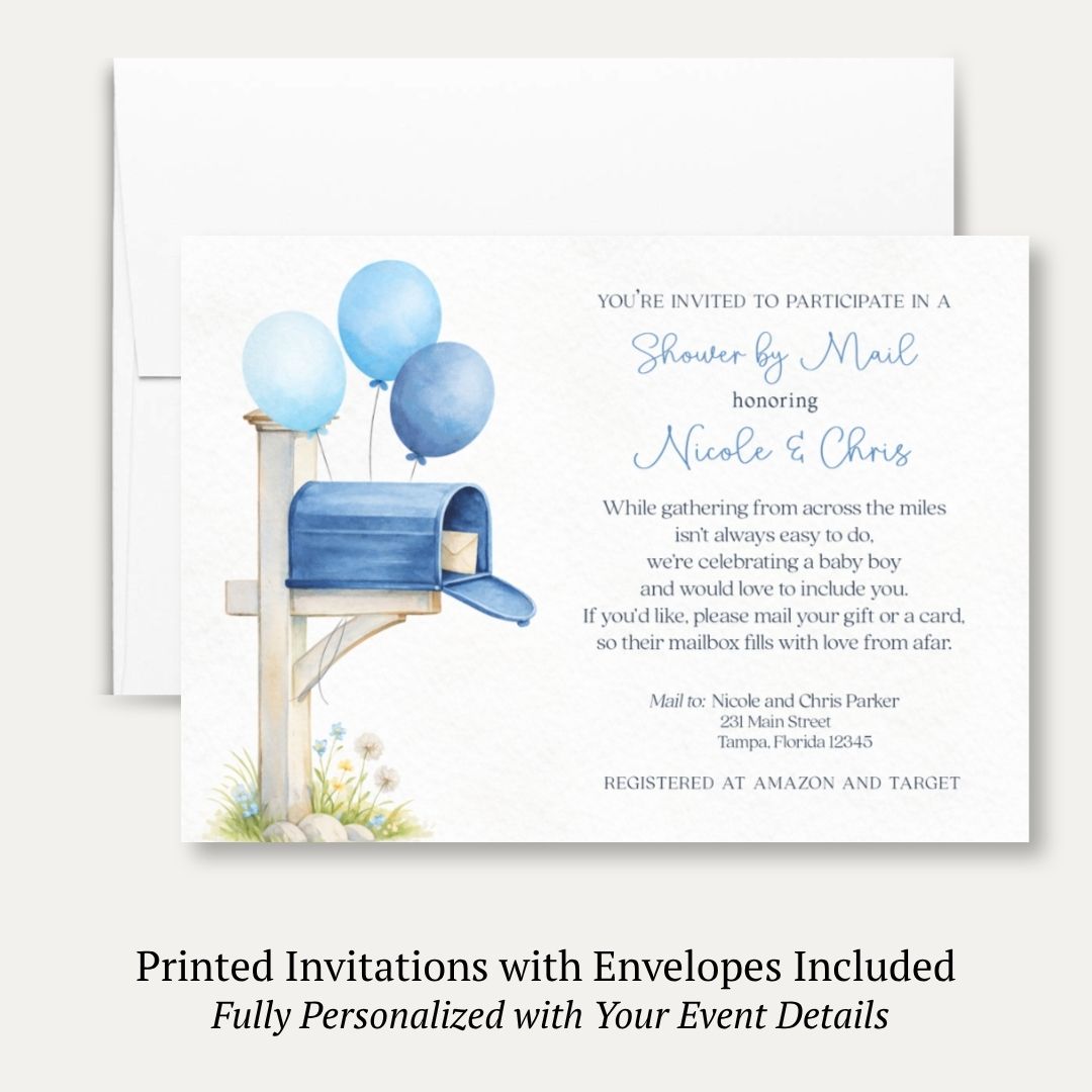 Shower By Mail Blue Baby Shower Invitation
