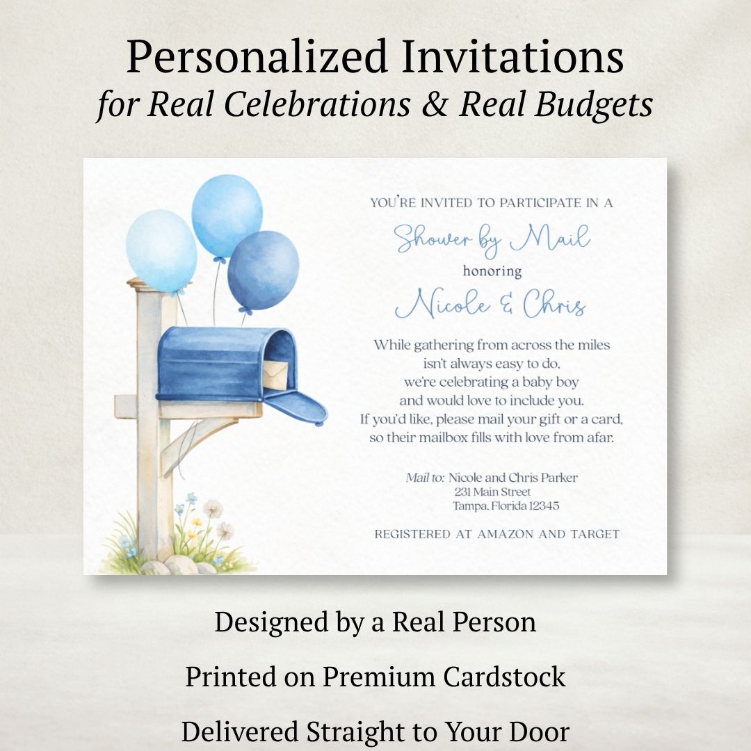 Shower By Mail Blue Baby Shower Invitation