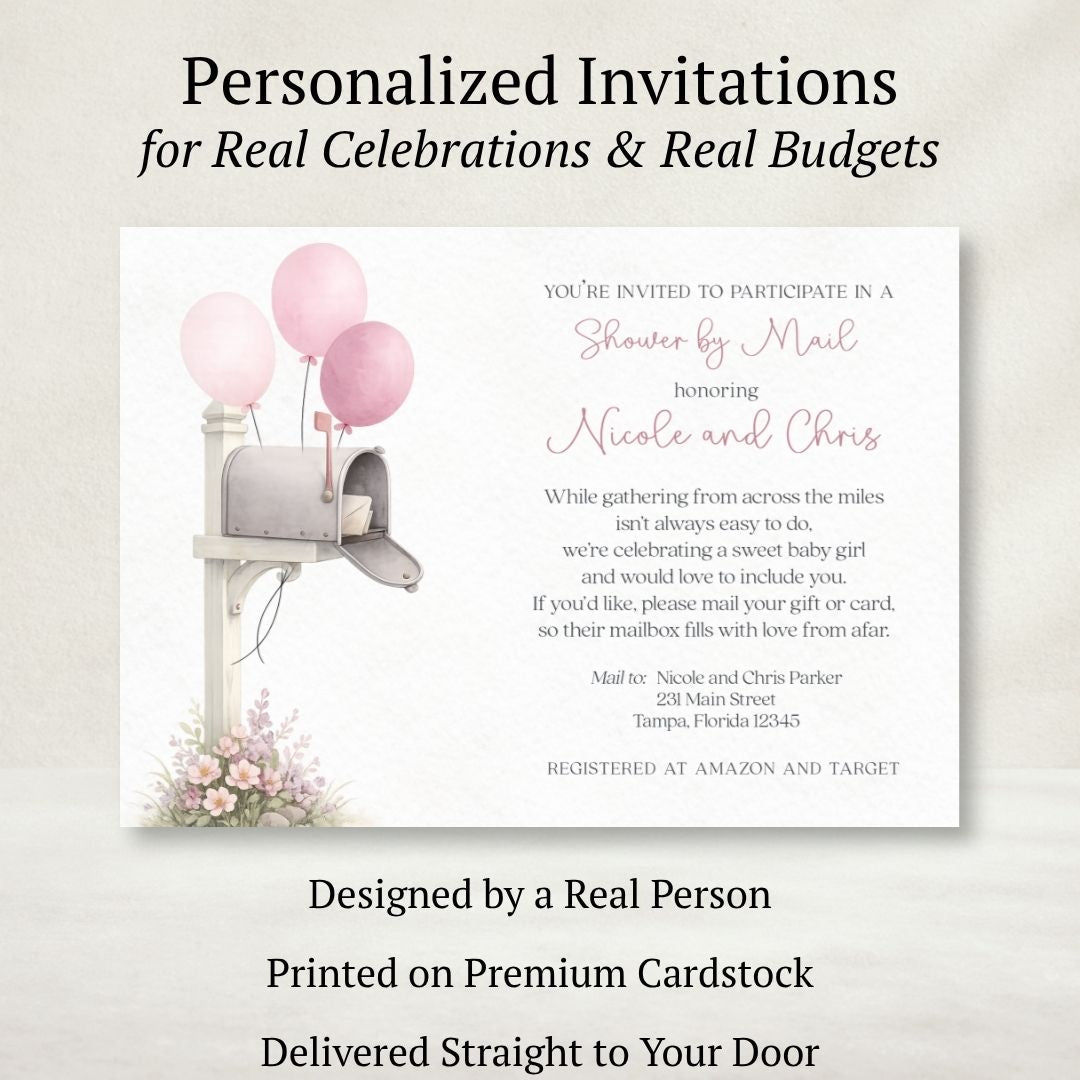 Shower by Mail Pink Baby Shower Invitation