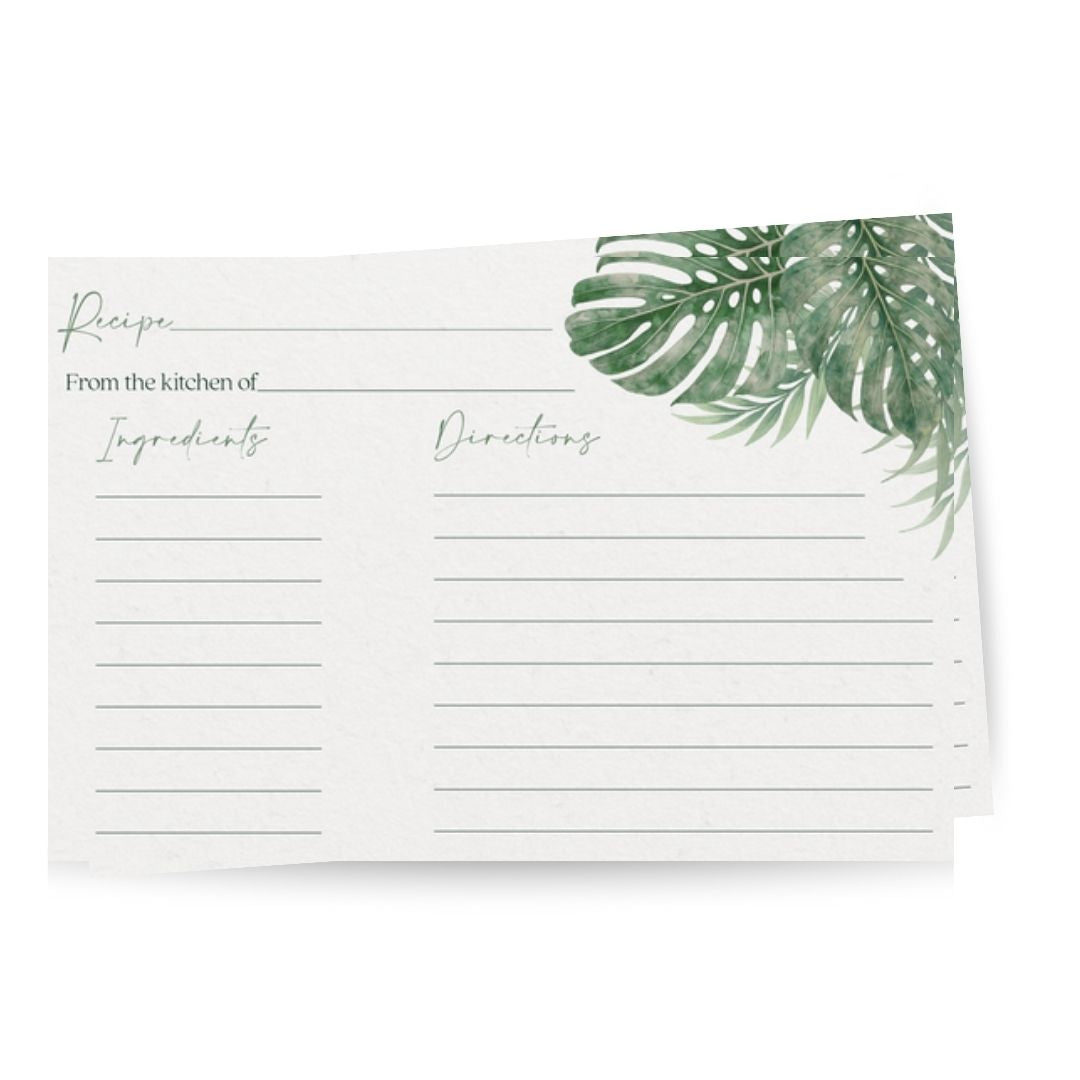 Tropical Bridal Shower Recipe Cards