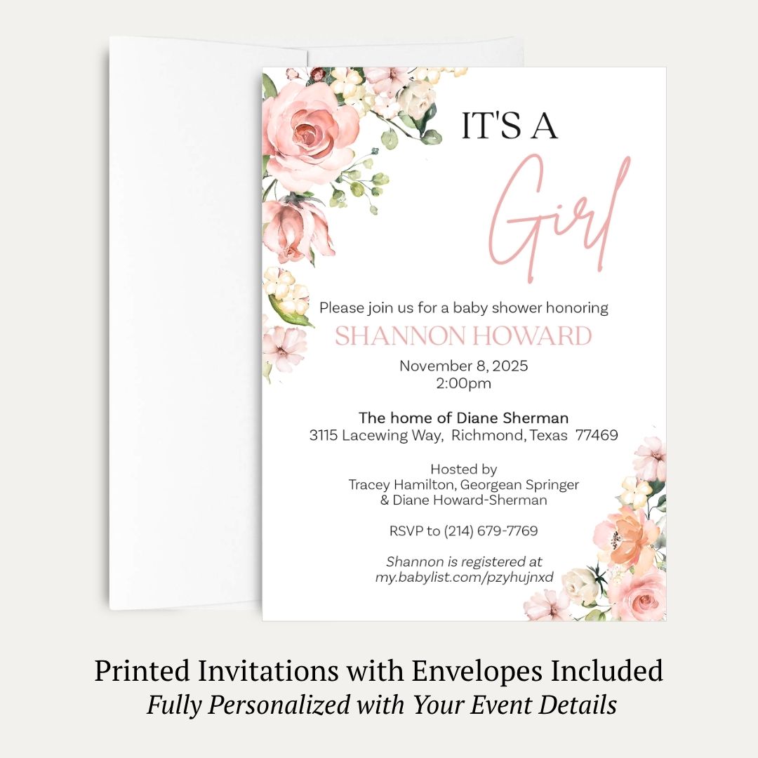 It's a Girl Floral Baby Shower Invitation