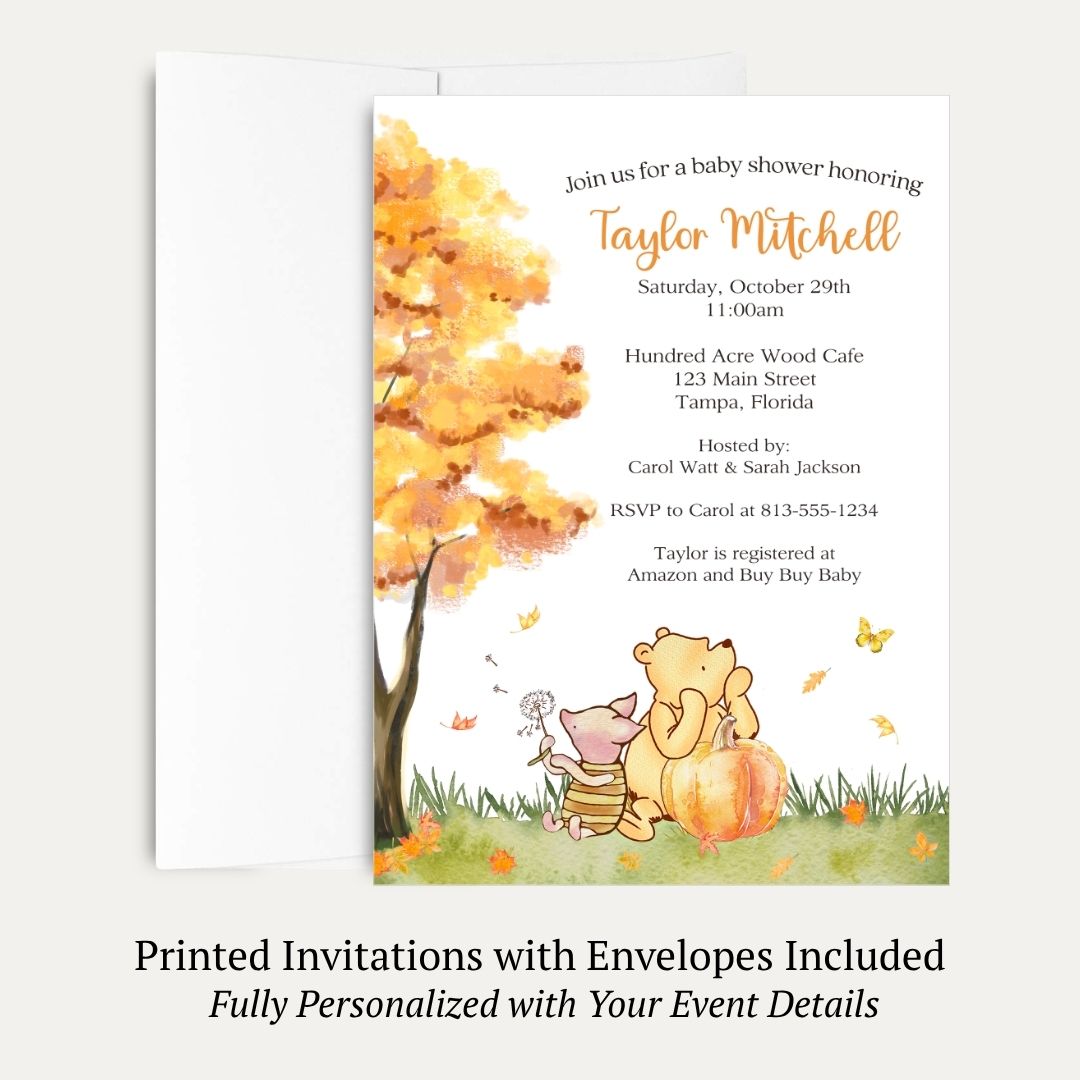 Autumn Winnie Baby Shower Invitation