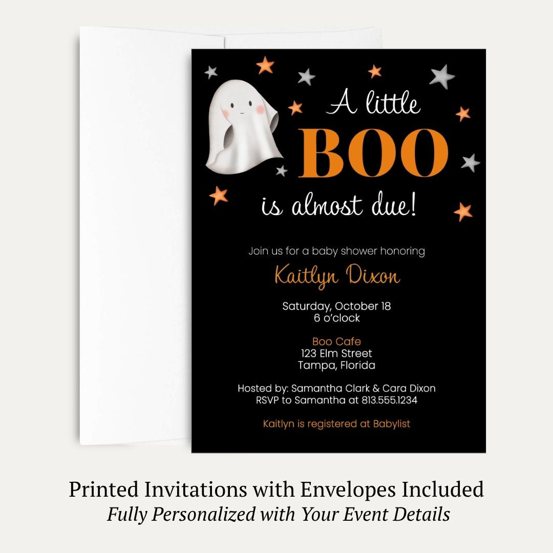 Little Boo Baby Shower Invitation (Black Collection)