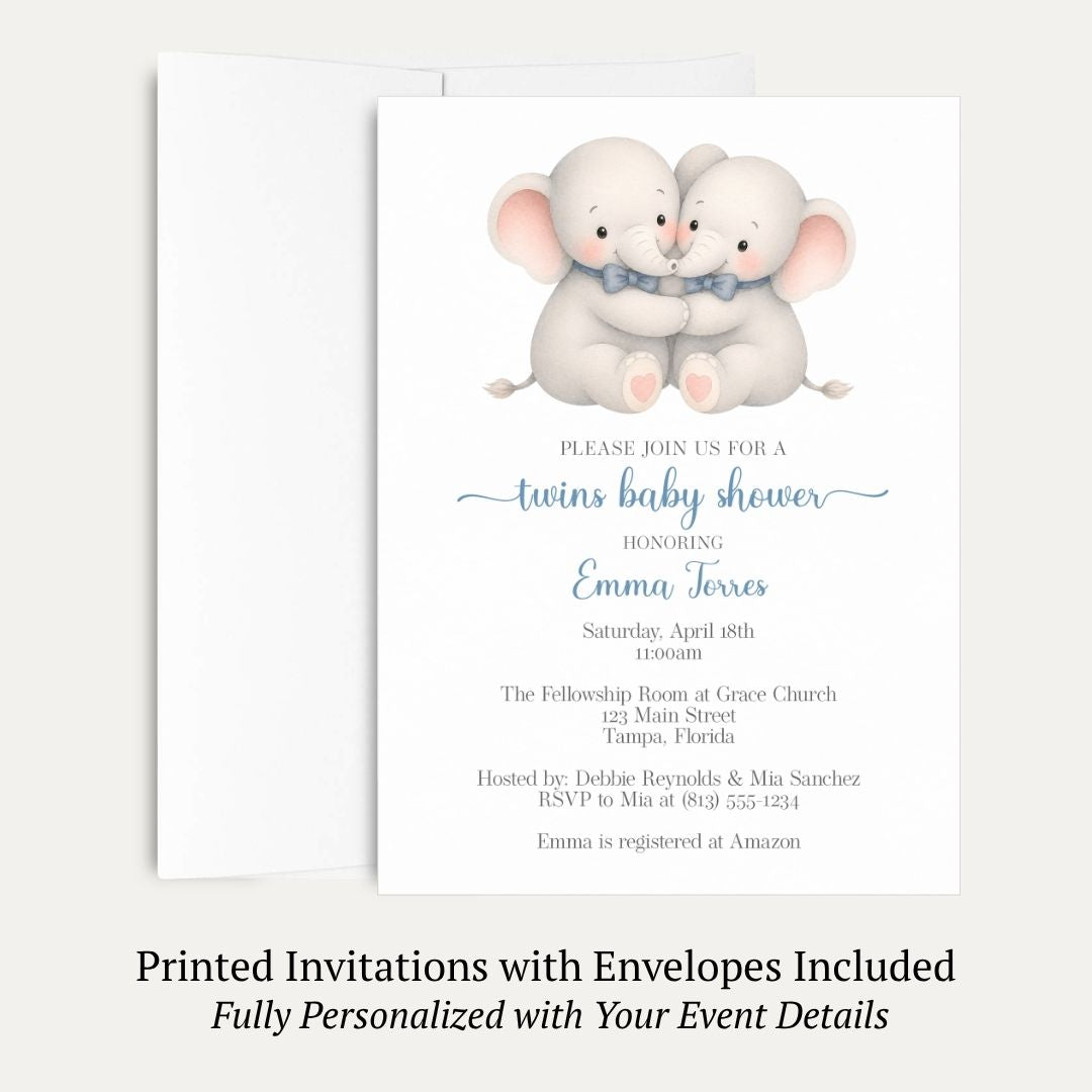 Little Peanut Twin Boy Baby Shower Invitation