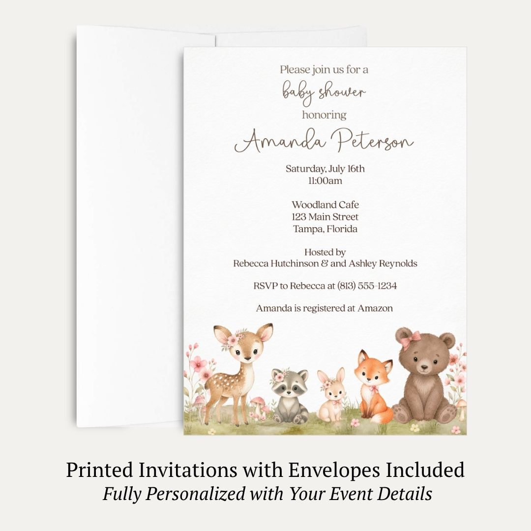 Boho Woodland Baby Shower Invitation