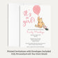 Winnie the Pooh Pink Balloon Baby Shower Invitation