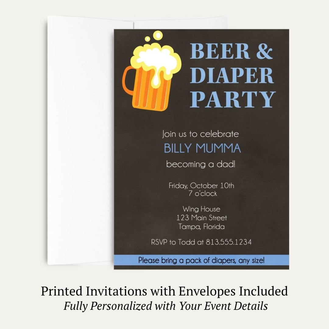 Beer and Diaper Baby Shower Invitation