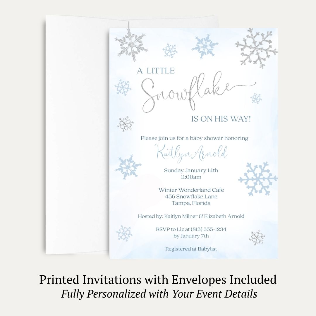 Little Snowflake Blue Baby Shower Invitation