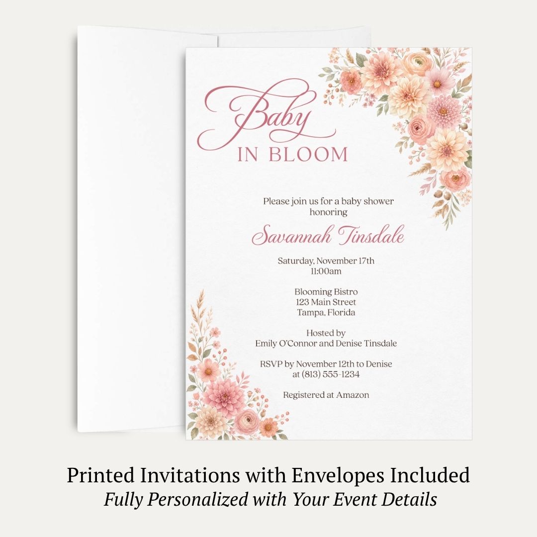 Autumn Baby in Bloom Baby Shower Invitation