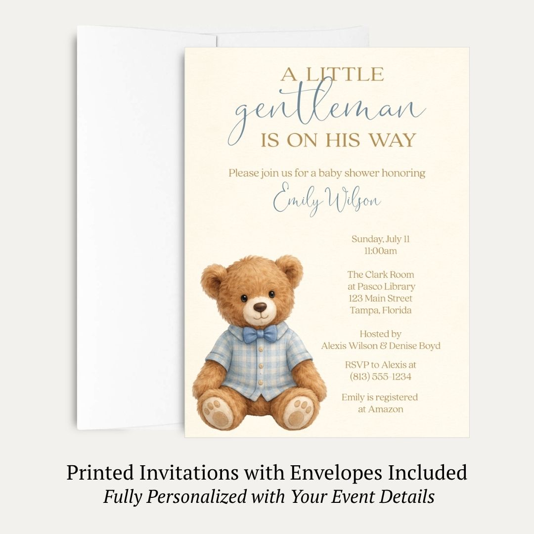 A Little Gentleman Baby Shower Invitation