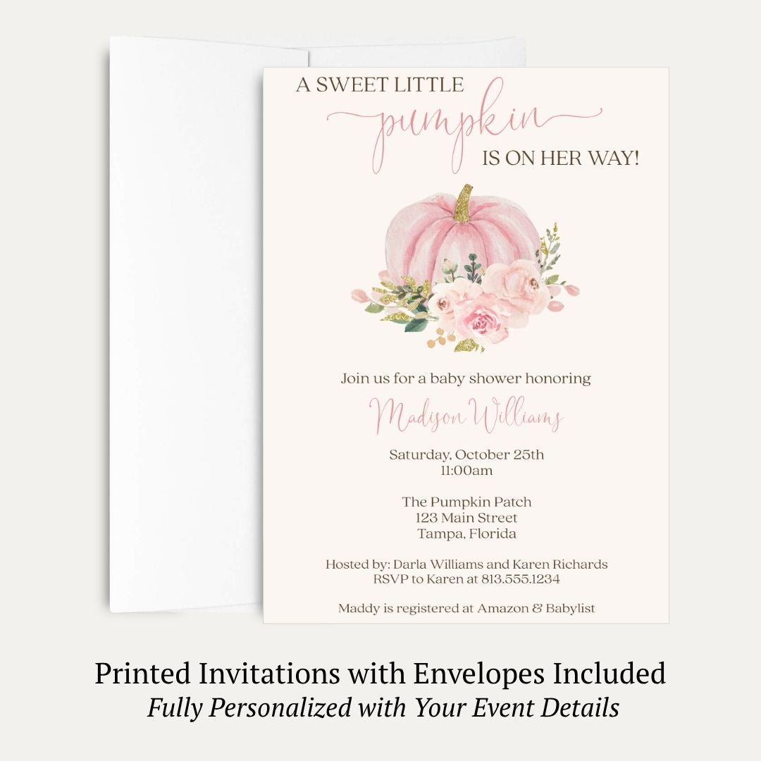 Painted Pumpkin Pink Baby Shower Invitation