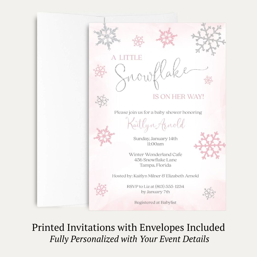 Little Snowflake Pink Baby Shower Invitation