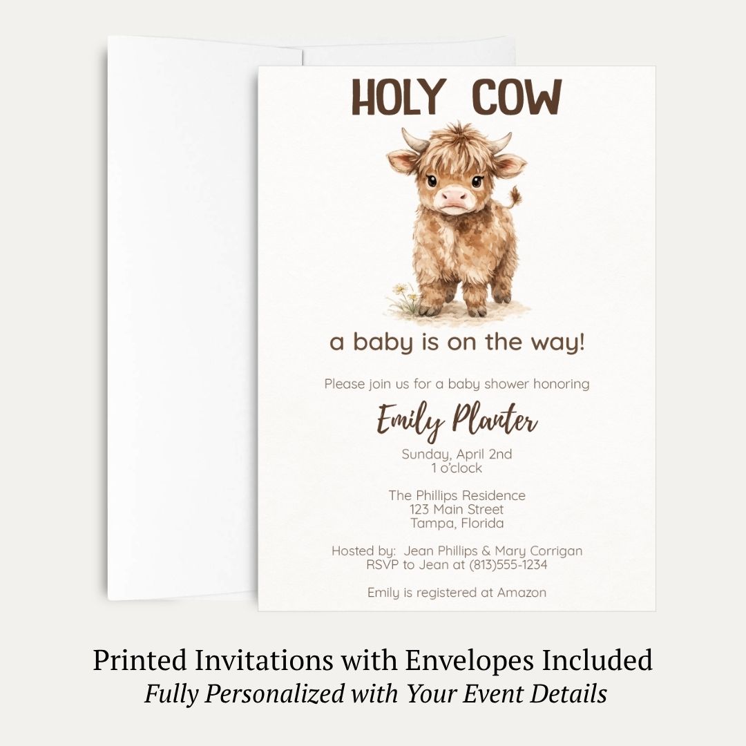 Highland Cow Baby Shower Invitation