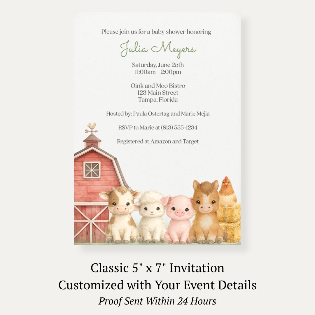 Barnyard Baby Shower Invitation