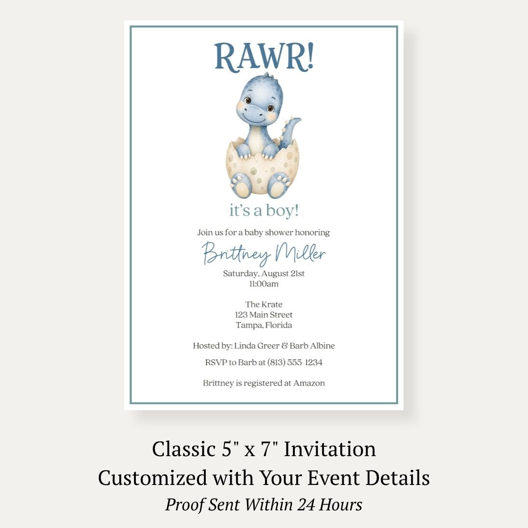Dinosaur Baby Shower Invitation