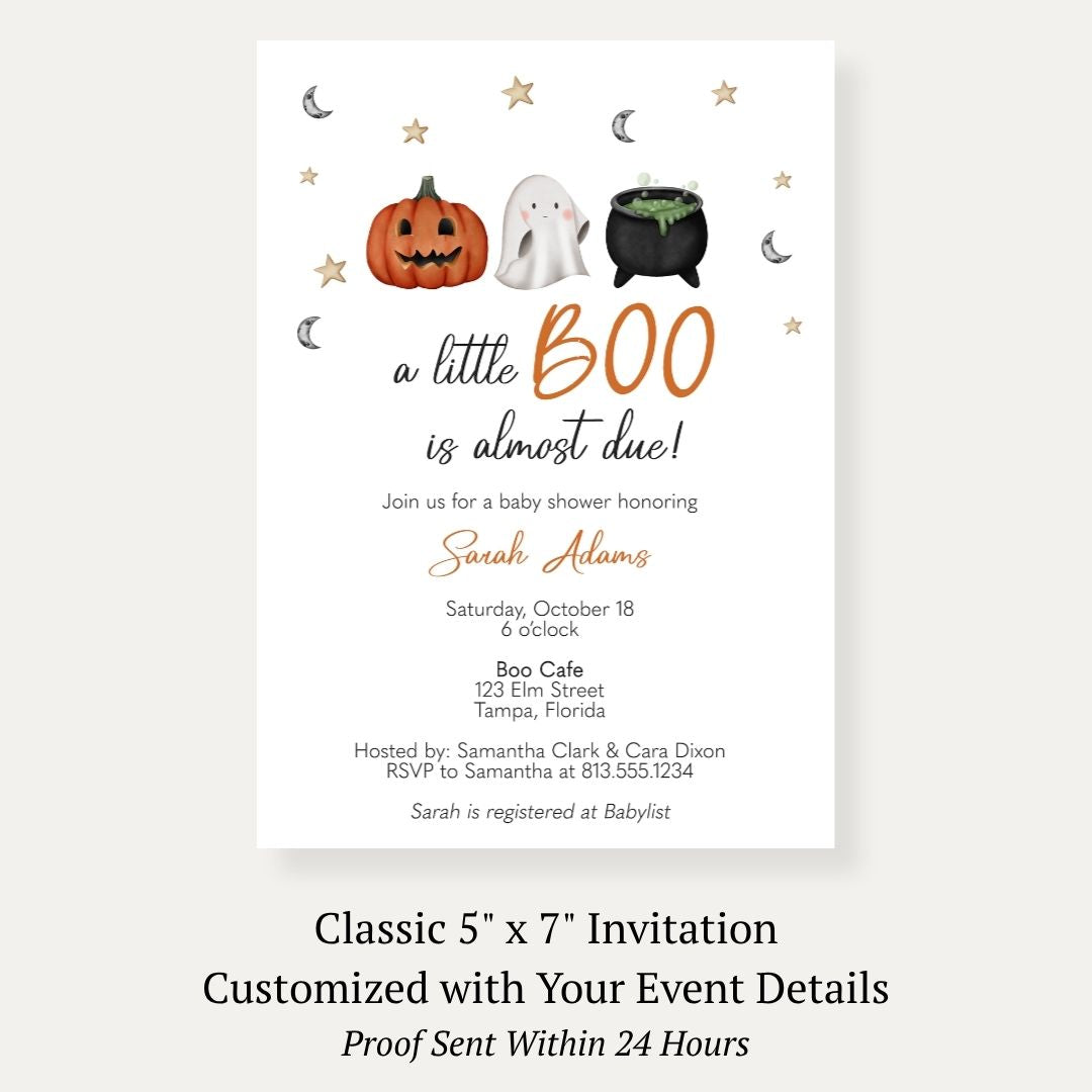 Little Boo Baby Shower Invitation (White Collection)