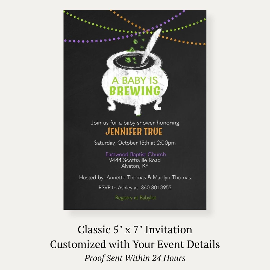 Baby Brewing Cauldron Baby Shower Invitation