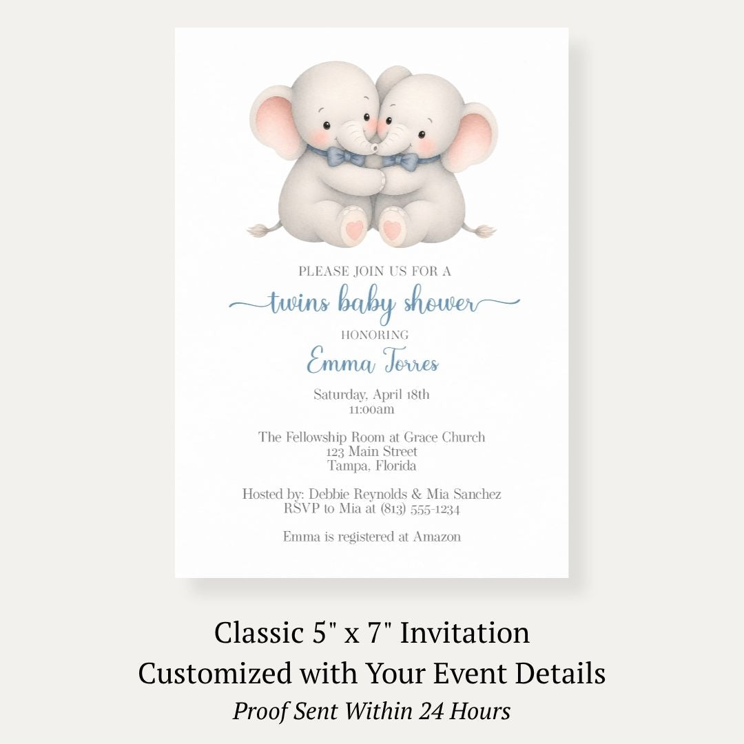 Little Peanut Twin Boy Baby Shower Invitation