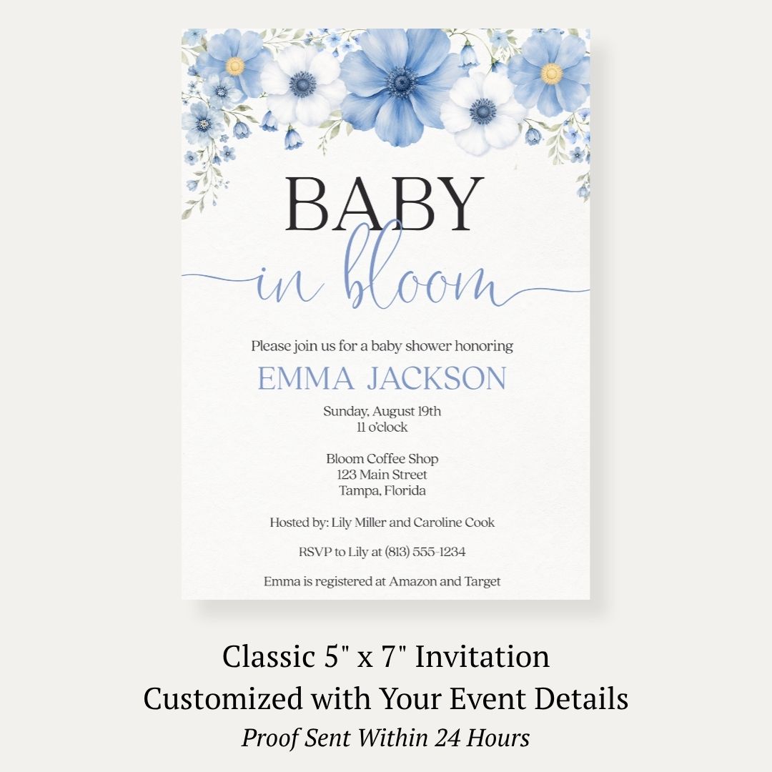Baby in Bloom Boy Baby Shower Invitation