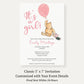 Winnie the Pooh Pink Balloon Baby Shower Invitation