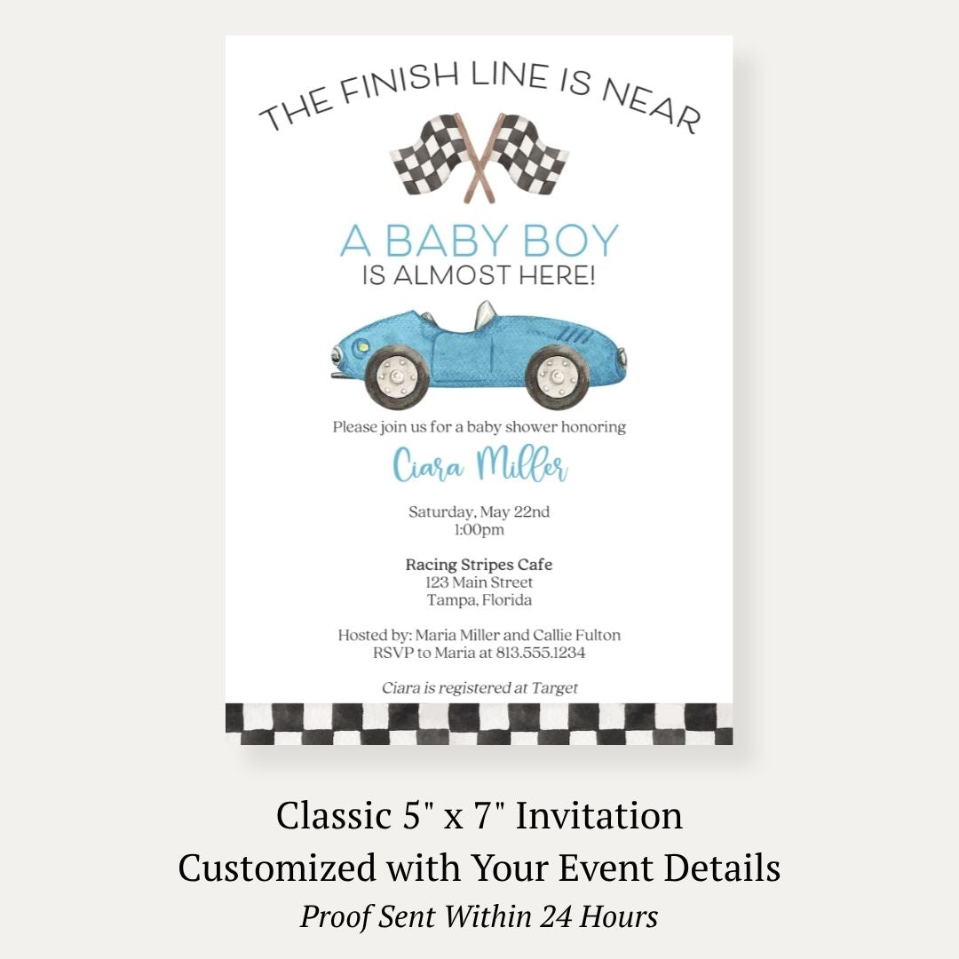 Race Car Baby Shower Invitation