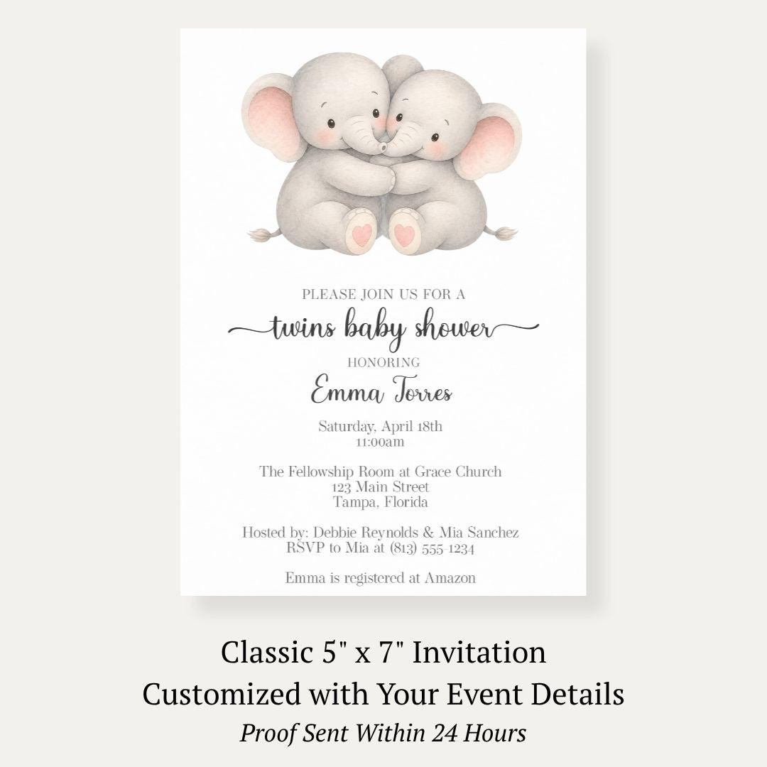 Little Peanut Twin Neutral Baby Shower Invitation