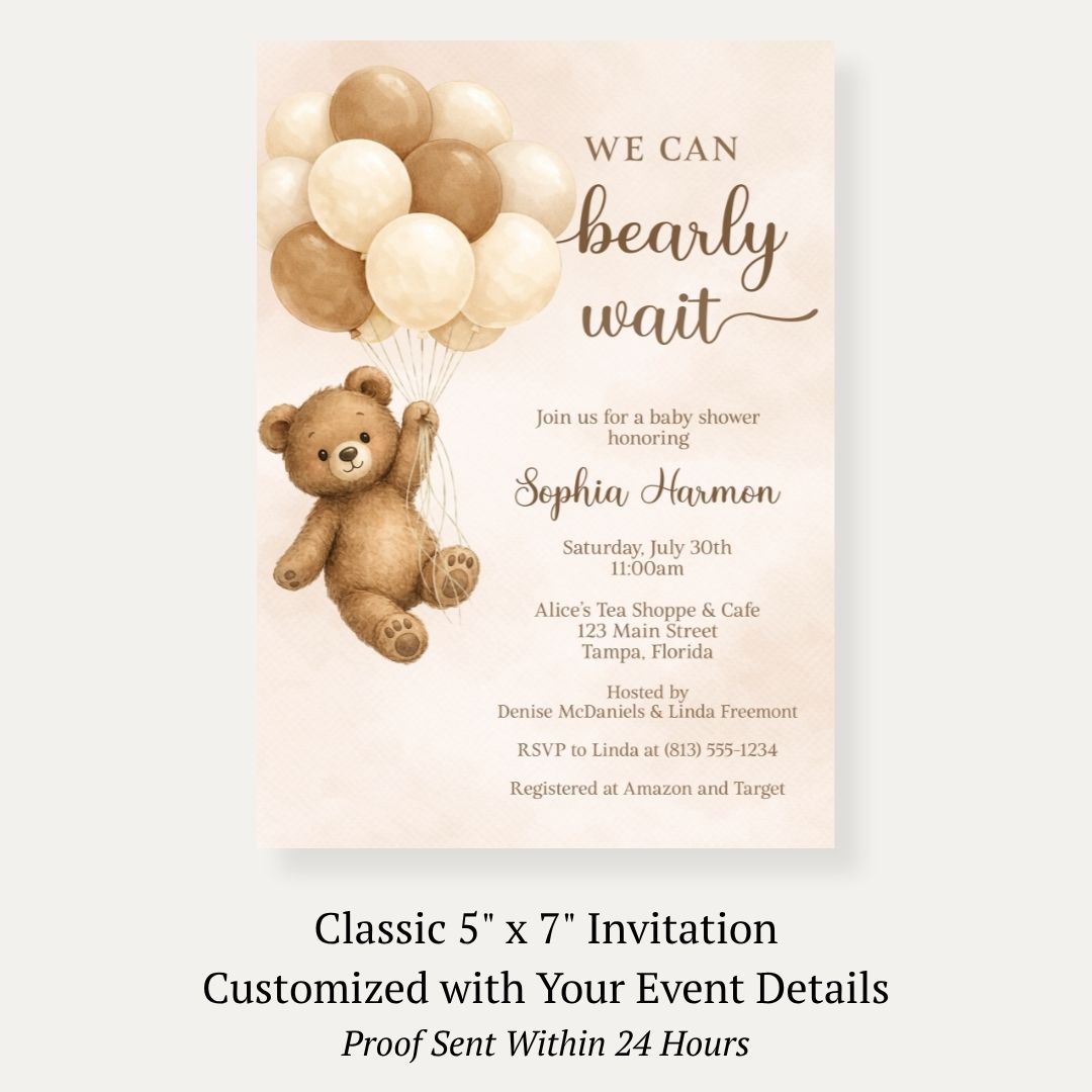 Bearly Wait Brown Baby Shower Invitation