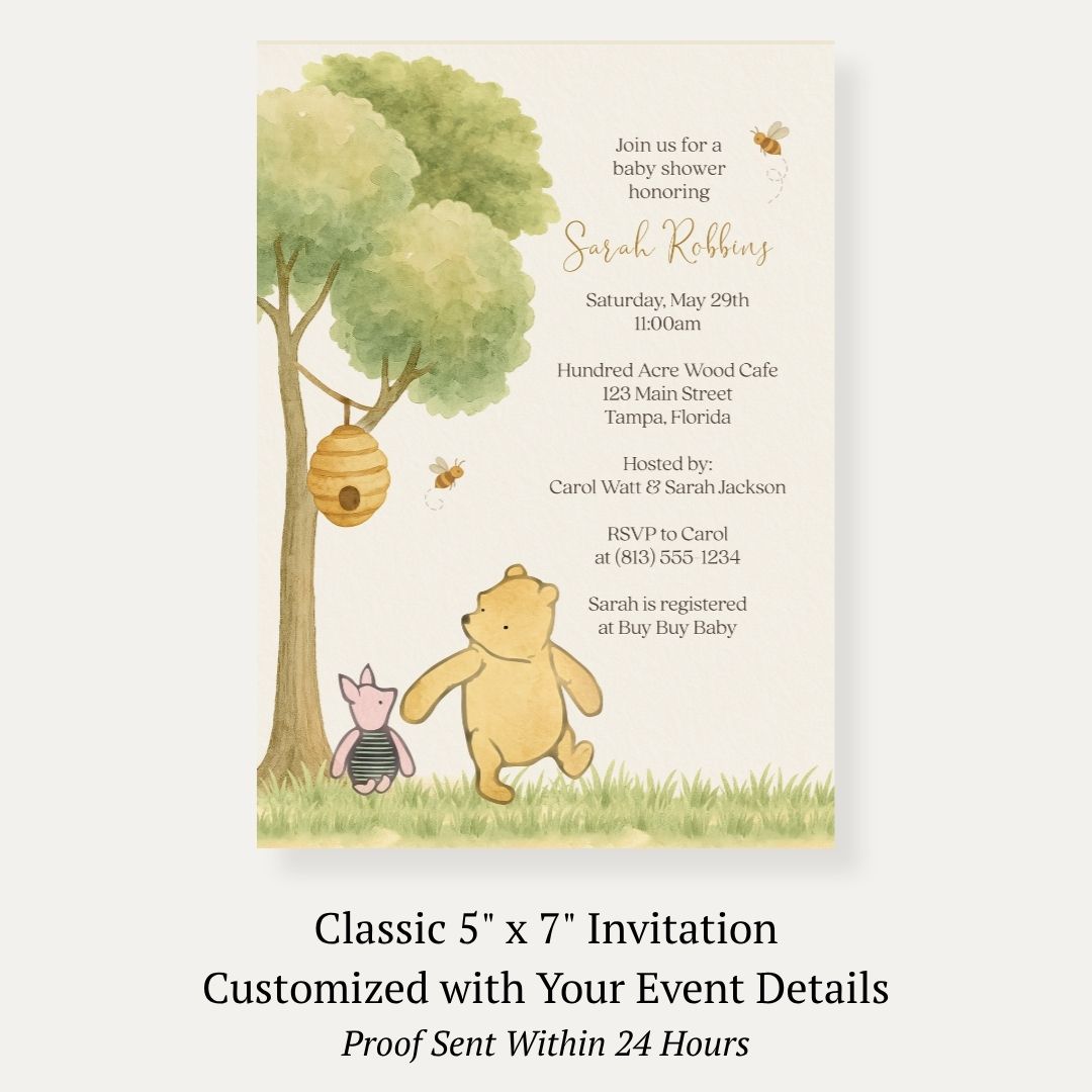 Winnie the Pooh Classic Baby Shower Invitation