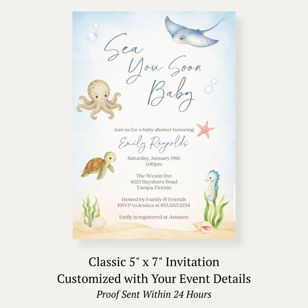 Sea you Soon Baby Shower Invitation