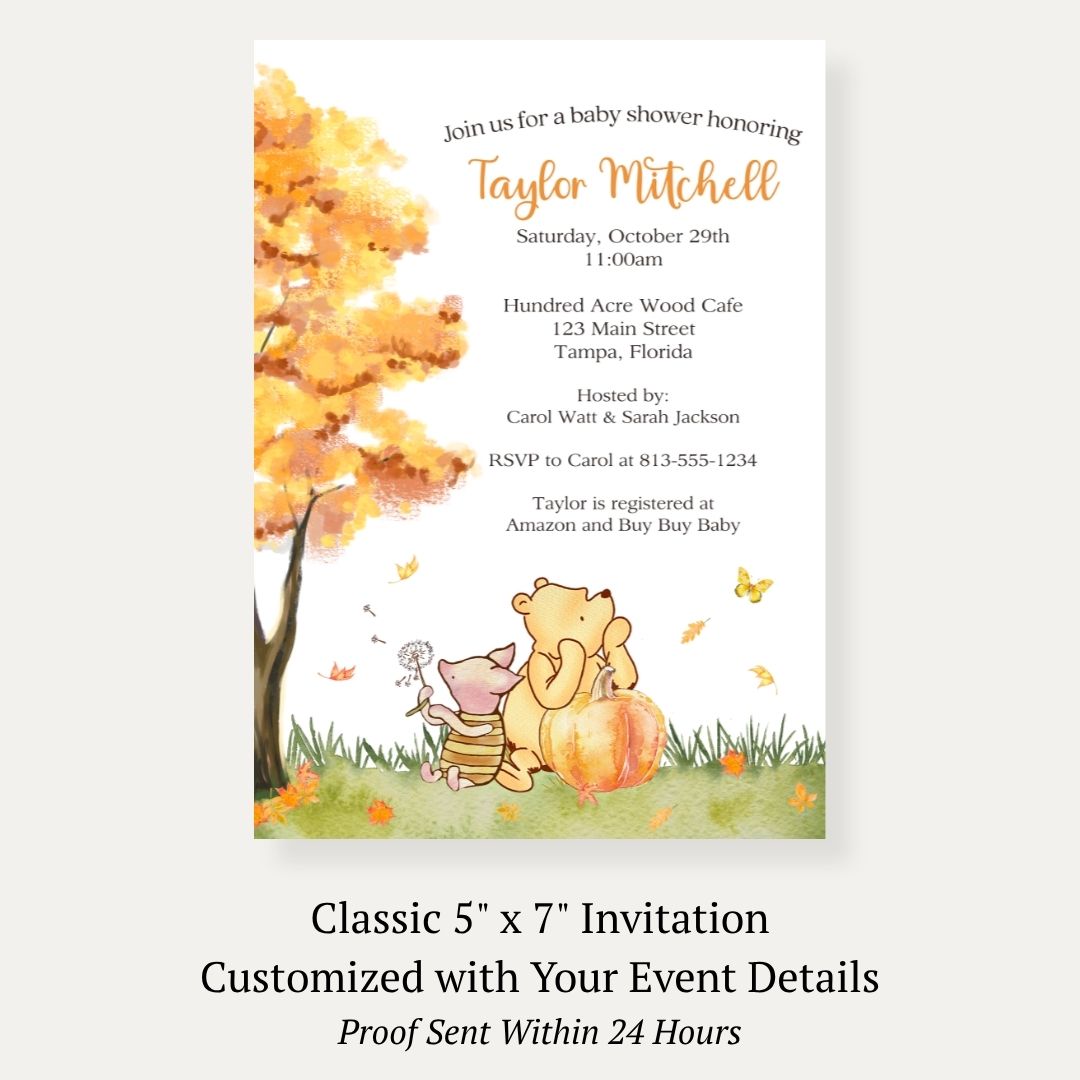 Autumn Winnie Baby Shower Invitation