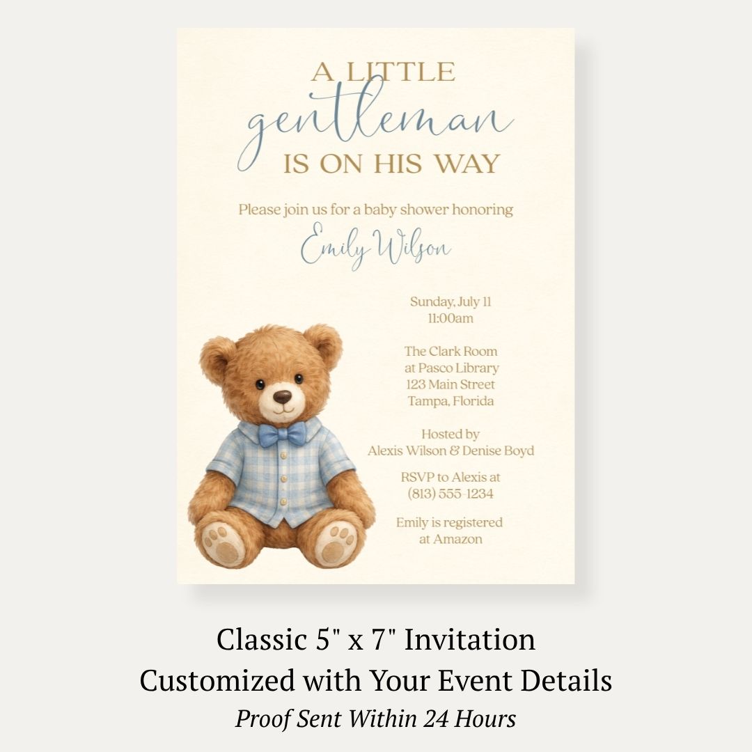 A Little Gentleman Baby Shower Invitation