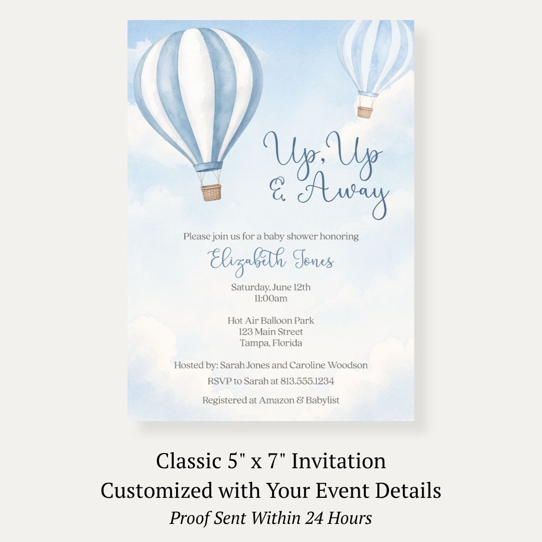 Hot Air Balloon Baby Shower Invitation