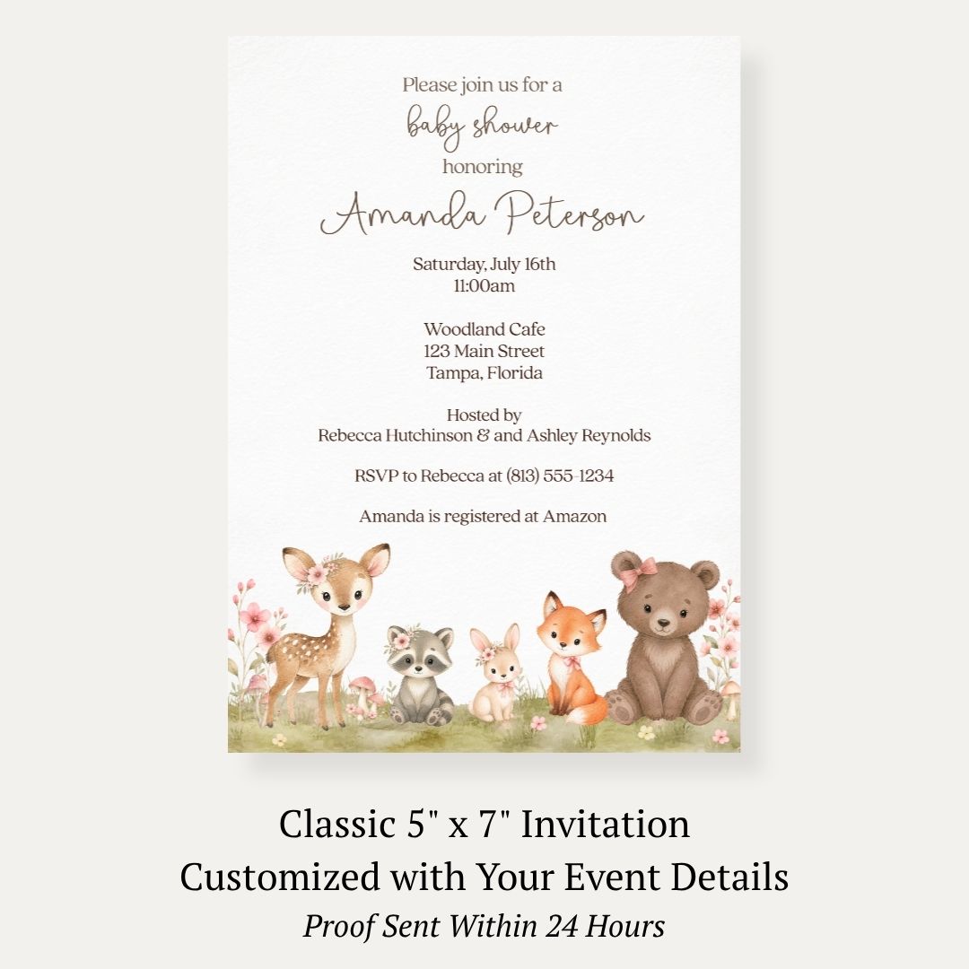 Boho Woodland Baby Shower Invitation
