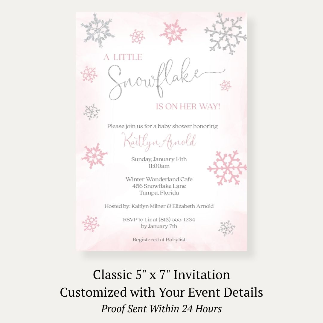 Little Snowflake Pink Baby Shower Invitation