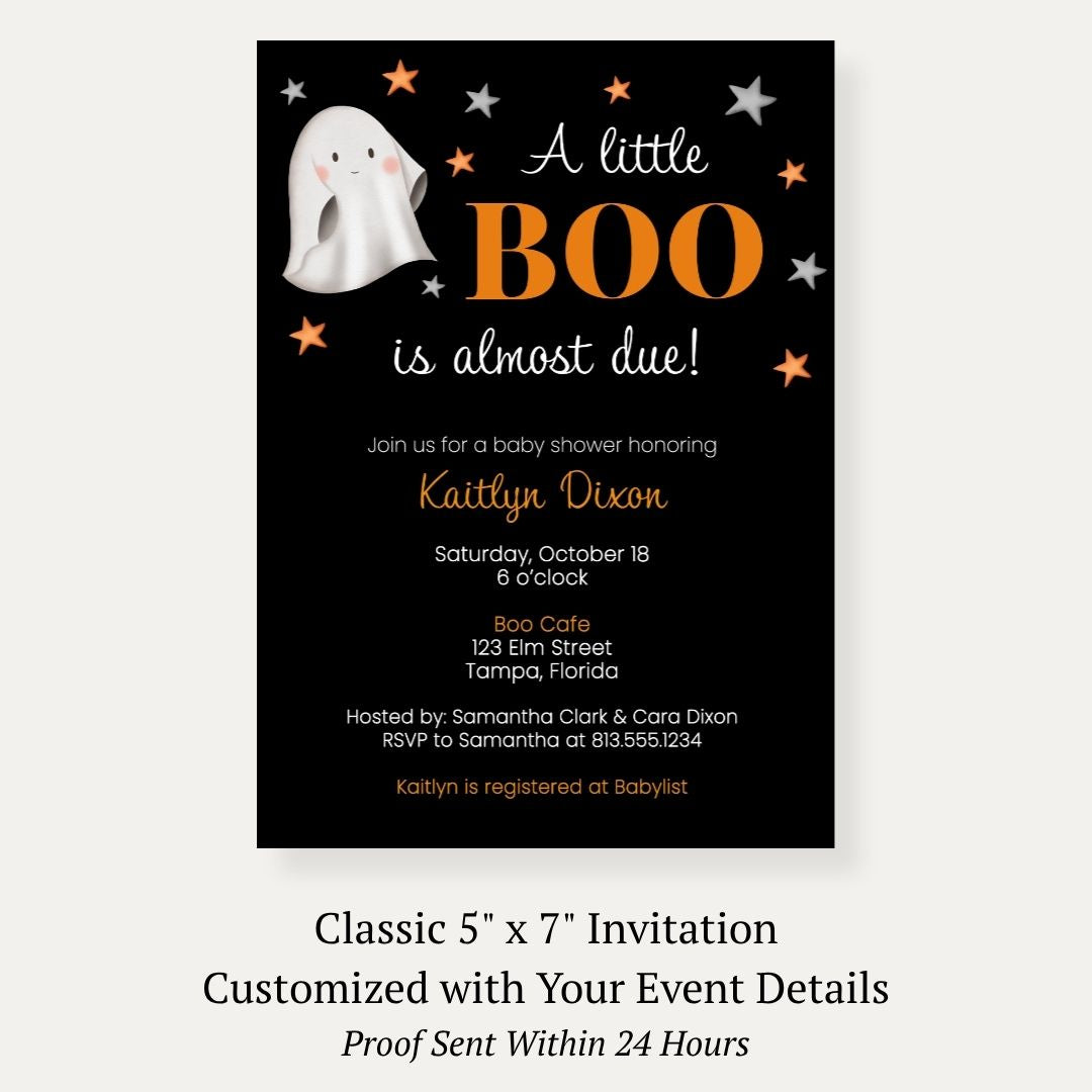 Little Boo Baby Shower Invitation (Black Collection)